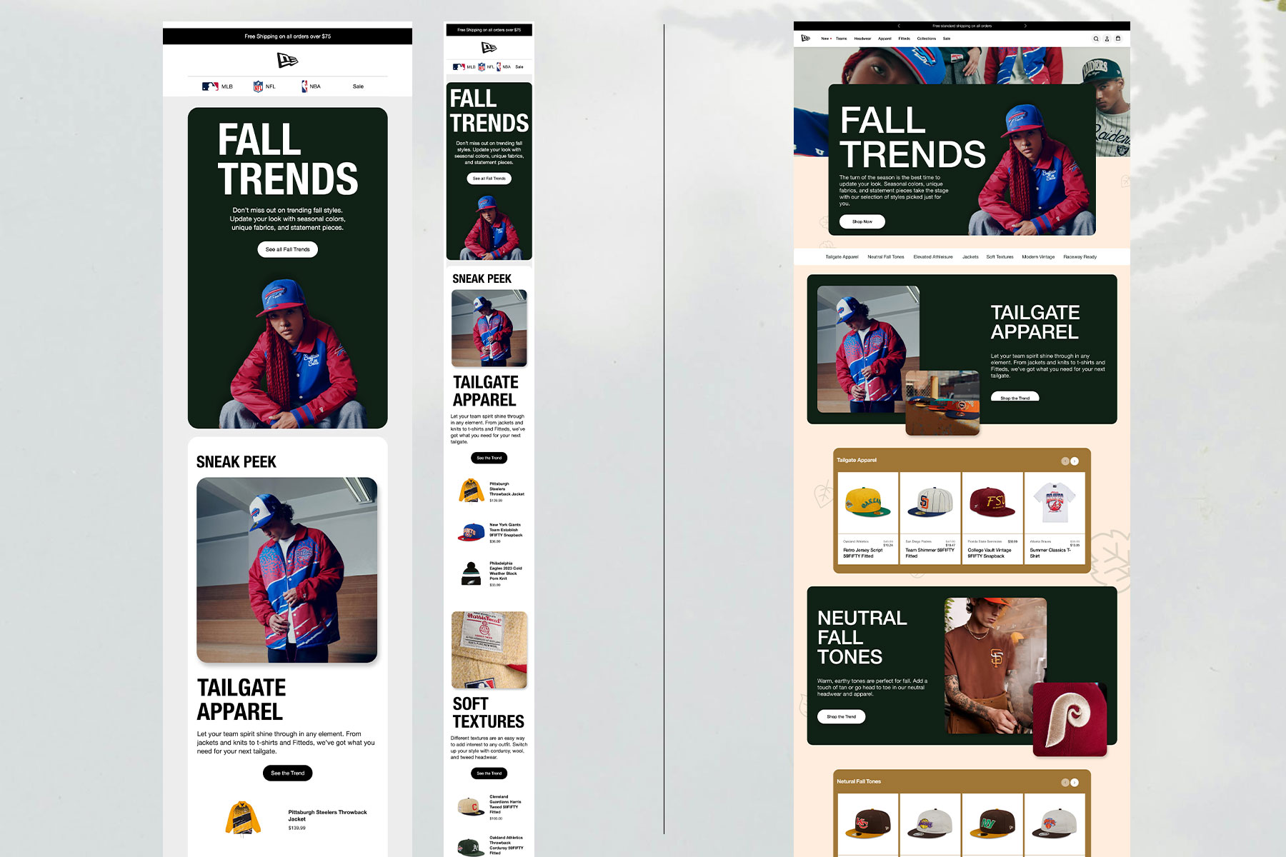 Fall Trends Email layouts and Fall Trends landing page