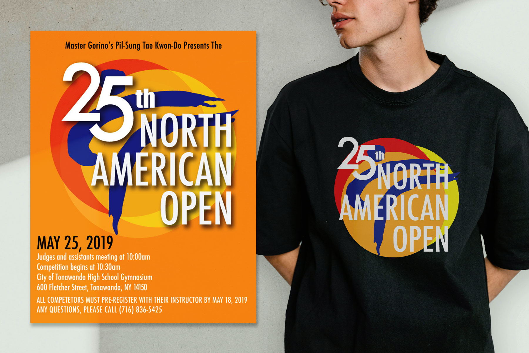 25th NAO poster and T-shirt mockup on model